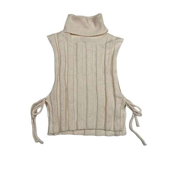 Fashion Nova - Turning Heads Turtleneck Cropped Sweater Tank in Cream - Picture 1 of 8